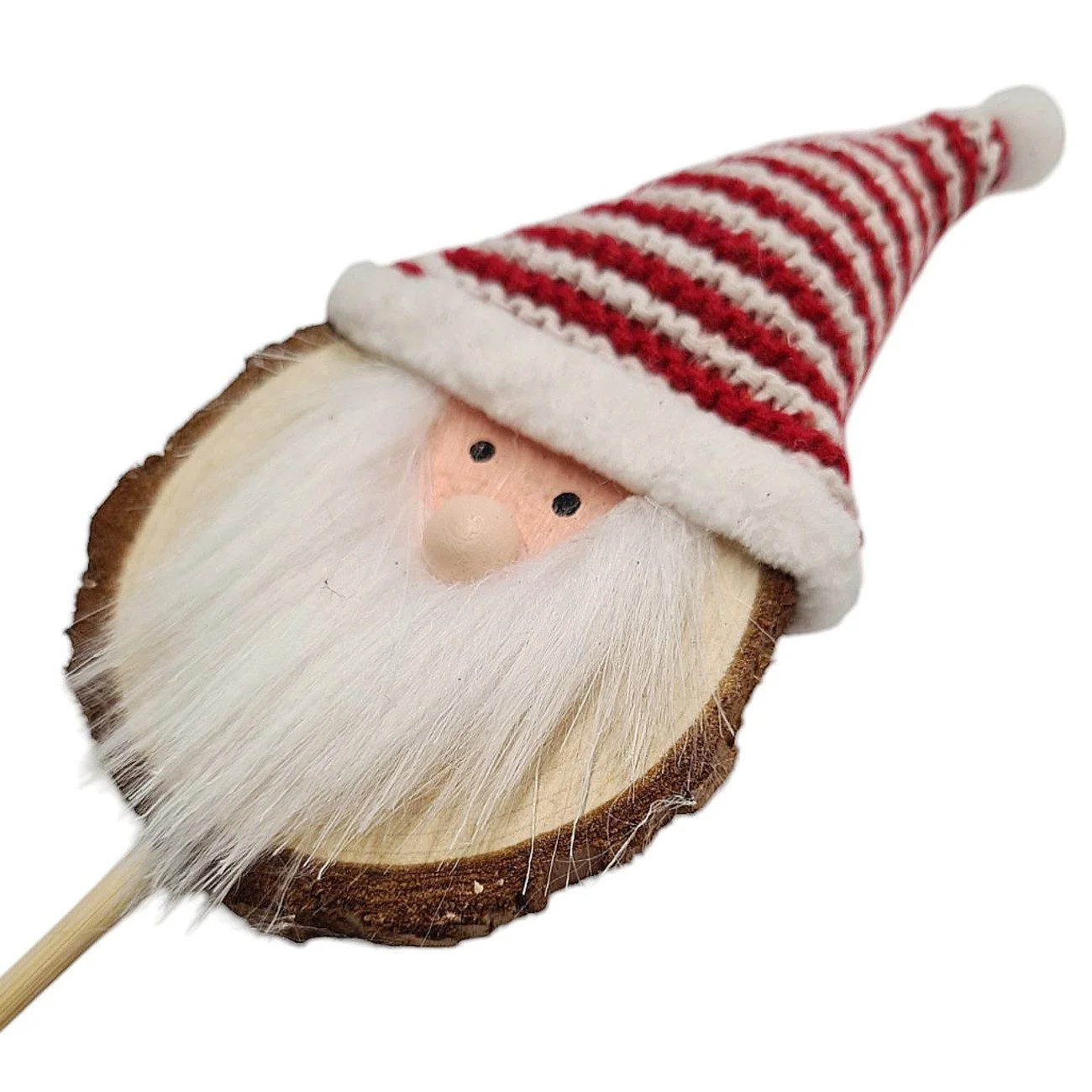 Dekostecker Nikolaus – 2er-Set, Holz & Wolle, Rot/Weiß